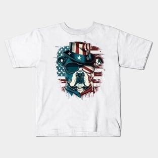 Patriotic Staffordshire Pit Bull Independence Day 4th of July Kids T-Shirt